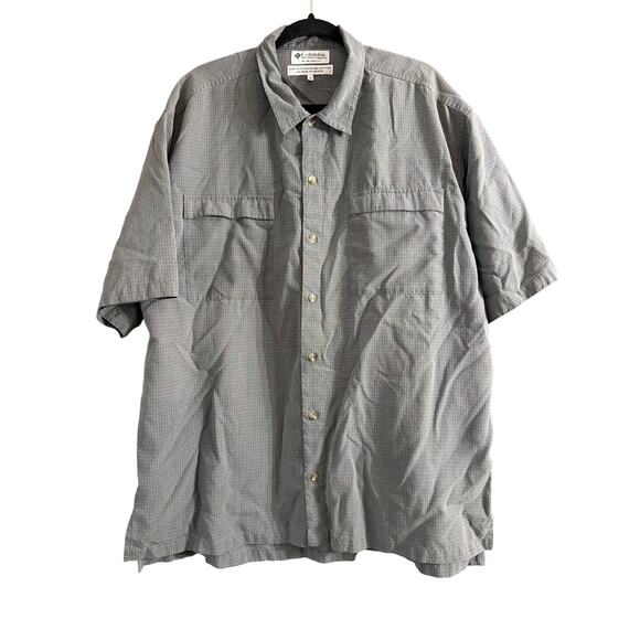 Columbia Men's Gray Check Short Sleeve Button Down Shirt Size Extra Large XL - Picture 1 of 5